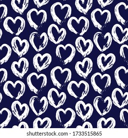 Blue Heart shaped Valentine’s Day seamless pattern background for fashion textiles, graphics