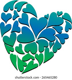 blue heart shapes with Shadow