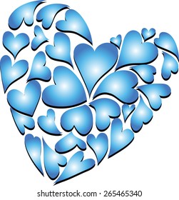 blue heart shapes with Shadow