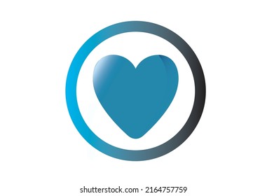 Blue heart shiny vector design in a circle 