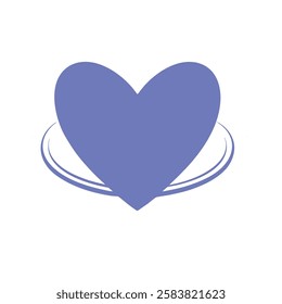 A blue heart surrounded by two circular lines on a white background, creating a clean, minimalist design