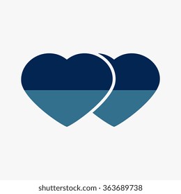 Blue Heart valentine icon set vector illustration
