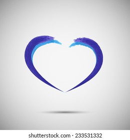 Blue heart vector design logo template.  Emblem symbol.Vector illustration
