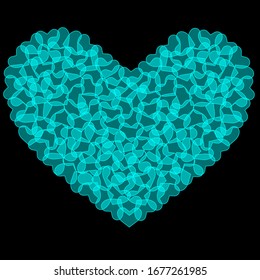 Blue heart vector Illustration. Isolated transparent hearts design. Use for printing, posters, T-shirts, textile drawing, print pattern, etc. 