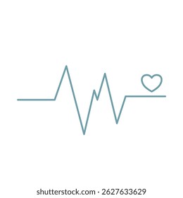 Blue heartbeat line vector art with transparent background