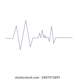 Blue heartbeat on white isolated background. Hear rate, vector illustration 