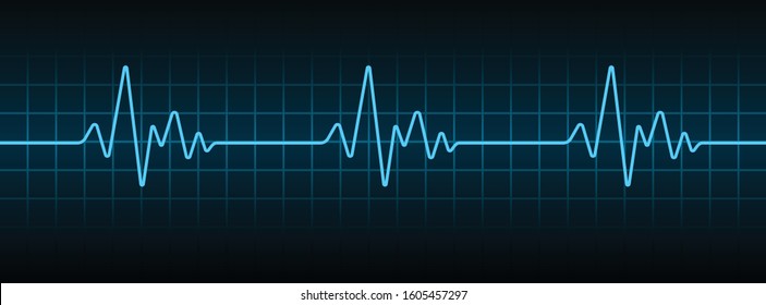 Blue Heartbeat Pulse Monitor, ECG or EKG Cardio Graph for Healthy and Medical Analysis