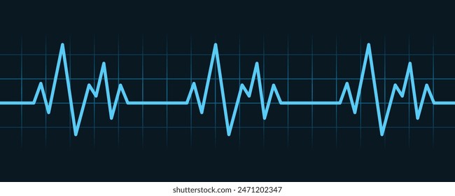 Blue Heartbeat Pulse Monitor Vektorgrafik, EKG oder EKG Cardio Graph für Healthy and Medical Analysis Illustration