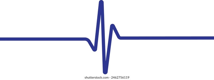 Blue heartbeat single beat line icon. Emergency ekg monitoring. ECG monitor beat rate for lab. Electrocardiogram. vector illustration