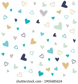 blue hearts background on white
