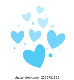 Blue hearts flat vector illustration logo icon clipart