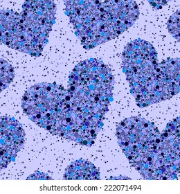 blue hearts made from small circles vector seamless background 