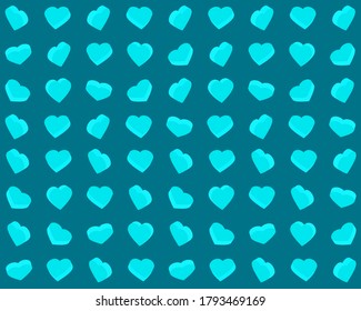 Blaue Herzen auf blauem Hintergrund. Vektorgrafik für Stoffdesign, Stoffdruck, Umhüllung, gezogenes Design, Verpackung usw. Andere Herzmuster in meiner Sammlung.