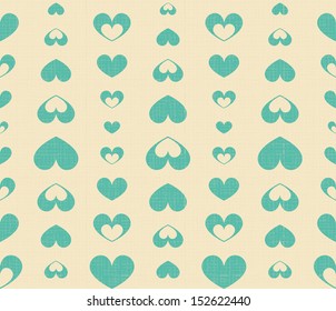 Blue hearts on a beige background