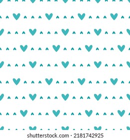 Patrón impecable de corazones azules con fondo blanco.