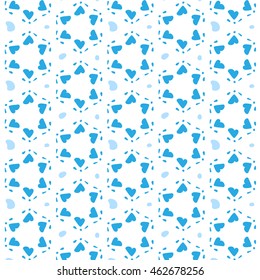 Blue hearts in a six-pointed star shape. Seamless vector pattern background. Pattern swatch included