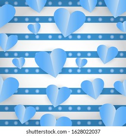 Blue hearts stripped background. Can used for Card, poster, banner
