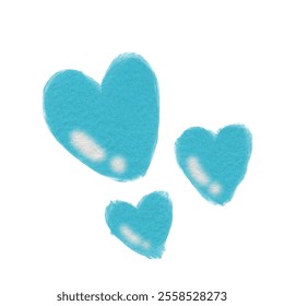 Blue Hearts watercolor textured illustration