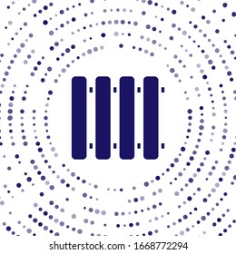 Blue Heating radiator icon isolated on white background. Abstract circle random dots. Vector Illustration