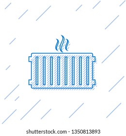 Blue Heating radiator line icon isolated on white background. Vector Illustration
