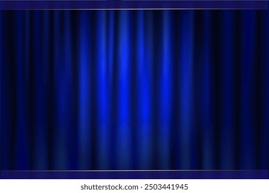 Blue heavy curtain background, web, cover, decoration, copy space, vector