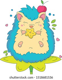 blue hedgehog  on a flower
