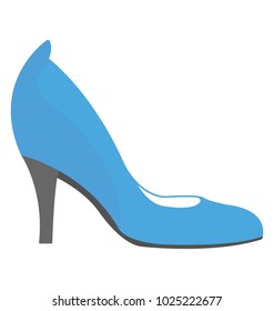 
Blue heel shoe for women flat vector icon 

