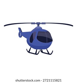 Helicóptero azul flotando en el aire, mostrando la moderna tecnología de aviación y transporte