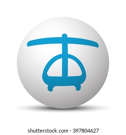Blue Helicopter icon on sphere on white background