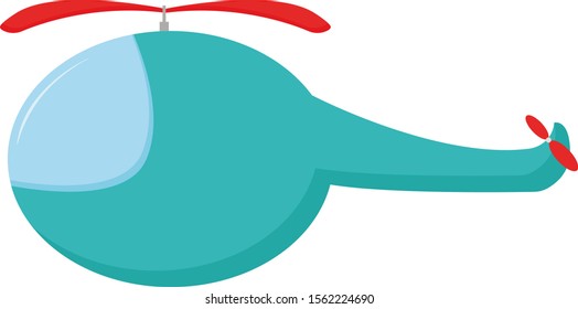 Helicóptero azul, ilustración, vector sobre fondo blanco.