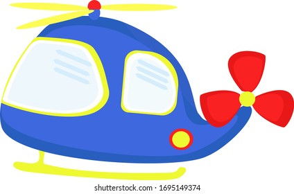 Blue helicopter, illustration, vector on white background