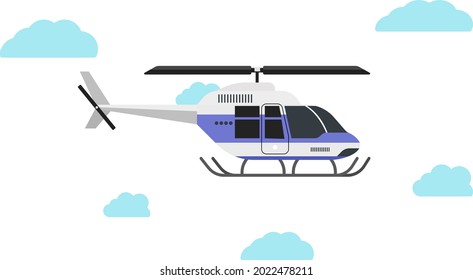 Blue helicopter, illustration, vector on a white background.