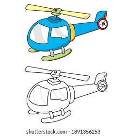 Blaue Helikopter, Vektorgrafik mit Umriss.