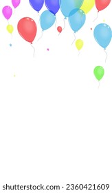 Blue Helium Background White Vector. Ballon Wedding Banner. Multicolor Inflatable. Purple Flying. Air Shiny Frame.