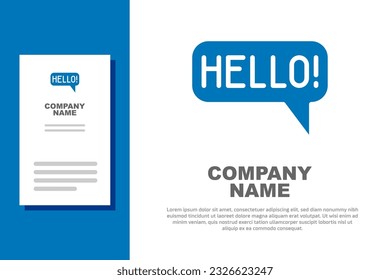 Blue Hello in different languages icon isolated on white background. Speech bubbles. Logo design template element. Vector