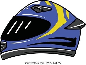 blue helm full face illustration