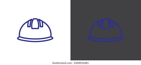 Blue Helmet line icon. Line icon of Helmet sign and symbol. Construction helmet icon. Safety helmet vector illustration in black and white background.