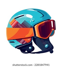 blue helmet skier sport equipment icon