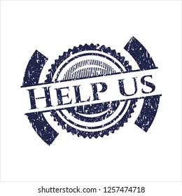 Blue Help us distress rubber grunge texture stamp