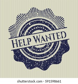 Blue Help Wanted rubber grunge stamp