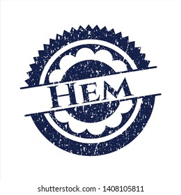 Blue Hem distress grunge seal