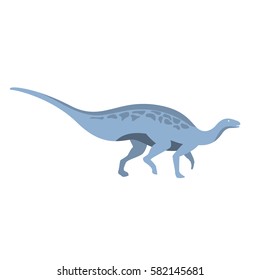 Blue Herbivorous Dinosaur Of Jurassic Period, Prehistoric Extinct Giant Reptile Cartoon Realistic Animal