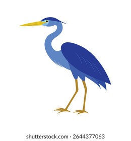 blue heron bird on white background