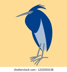blue heron bird,stylized vector illustration, profile view