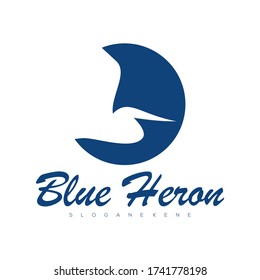 Blue Heron Logo Design Vector