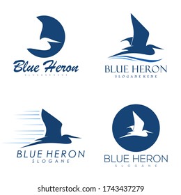 Blue Heron Logo Design Vector