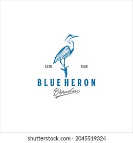 Blue Heron Logo Design Vector Image