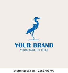 Blue heron logo design vector