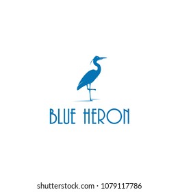 Blue Heron Silhouette Vector Logo