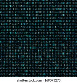 Blue hexadecimal computer code repeating vector background wallpaper 